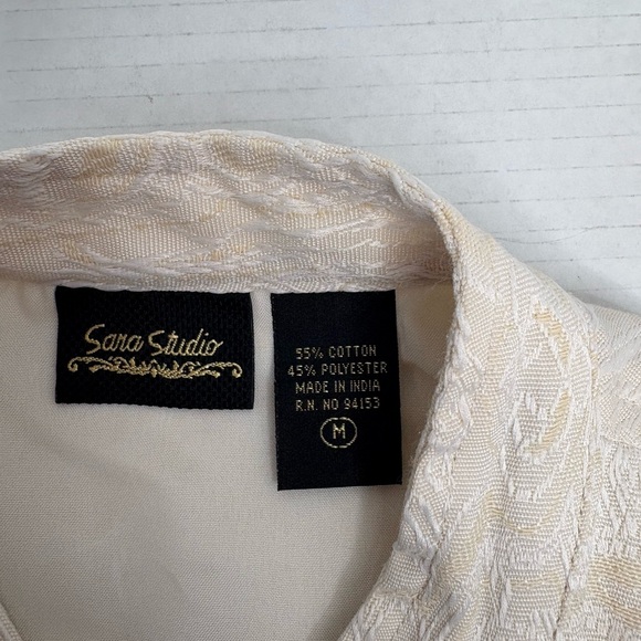 Sara Studio Jacquard Jacket Women’s Medium Cream Ivory Boho - Picture 5 of 7